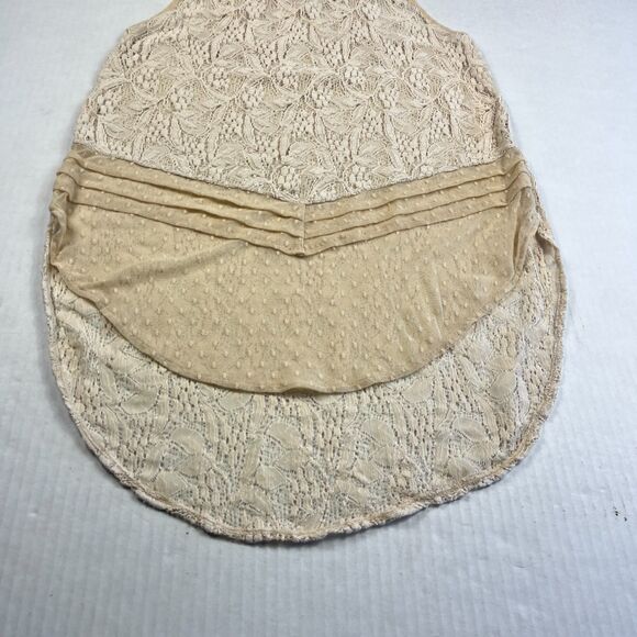 Free People Maisie Boho Sheer Lace Tank Top Cream High Low Festival Blouse S - Picture 2 of 9